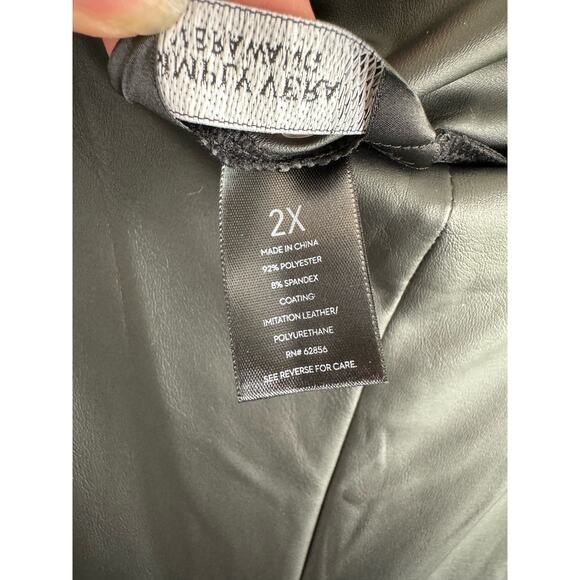 Simply Vera Vera Wang NWOT Black High Rise Skinny Pull On Pleather Pants Size 2X - Picture 4 of 5